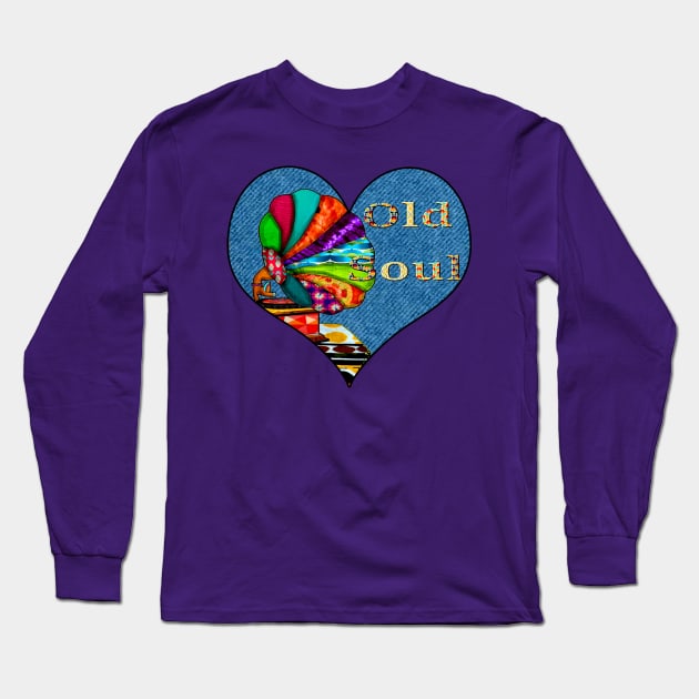 Old Soul Retro Vinyl Record Player Heart Long Sleeve T-Shirt by artbyomega